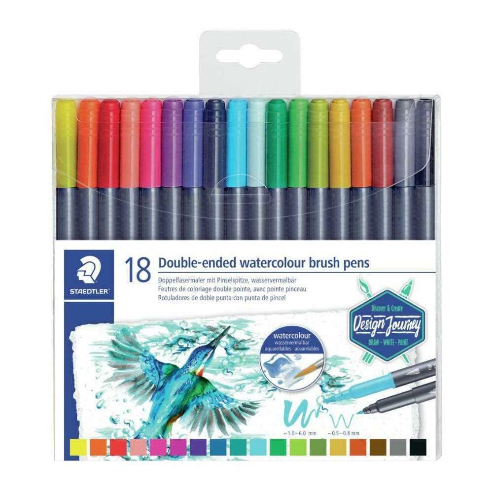 Staedtler Double Ended Watercolour Brush Pens 18pk