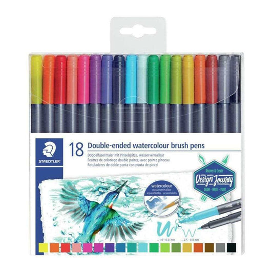 Staedtler Double Ended Watercolour Brush Pens 18pk