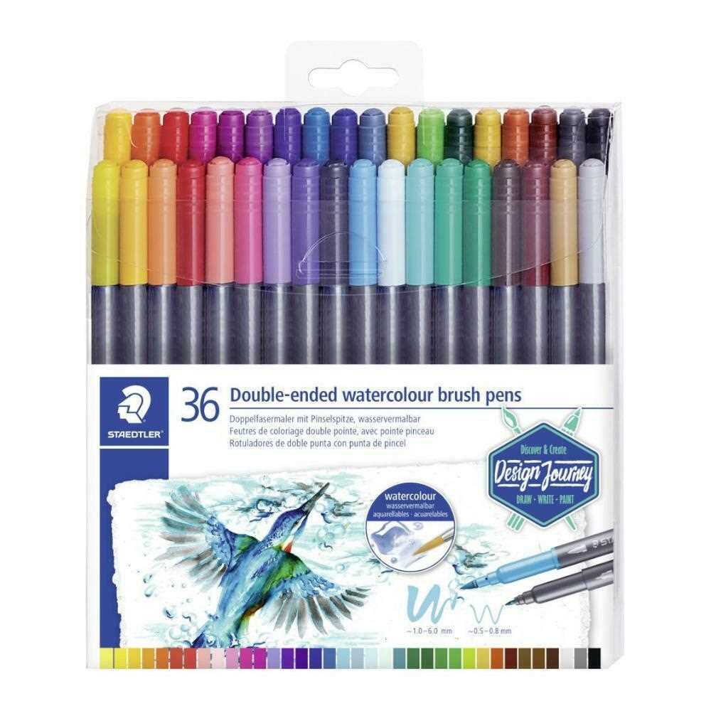 Staedtler Double Ended Watercolour Brush Pens 36pk