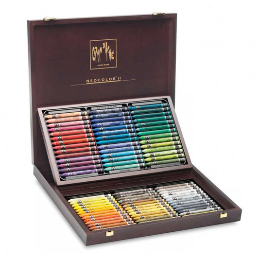 Caran d'Ache Neocolor II Artists Crayon 84pce Wooden Box Set