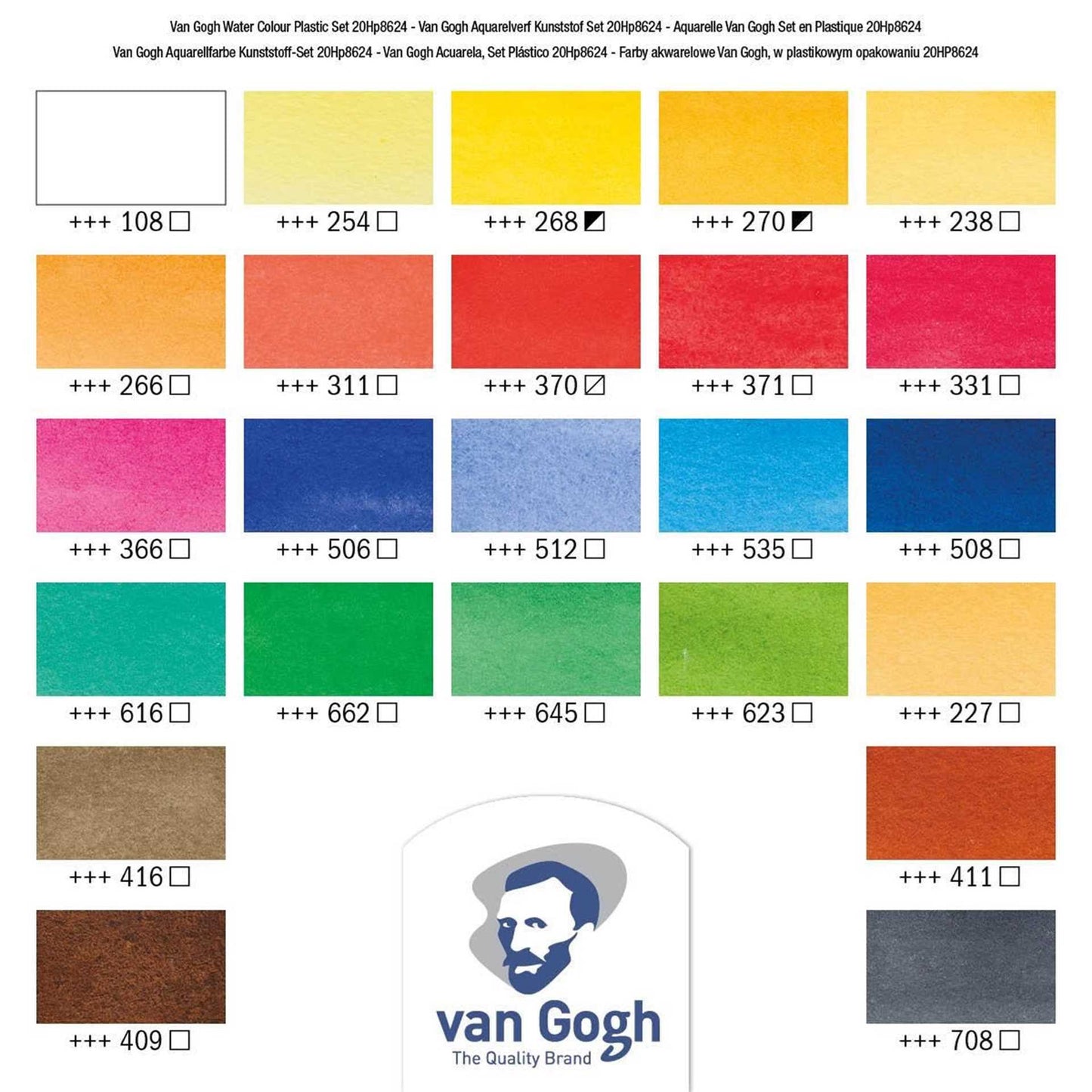 Van Gogh Watercolour Set of 24 Pans Plastic Palette