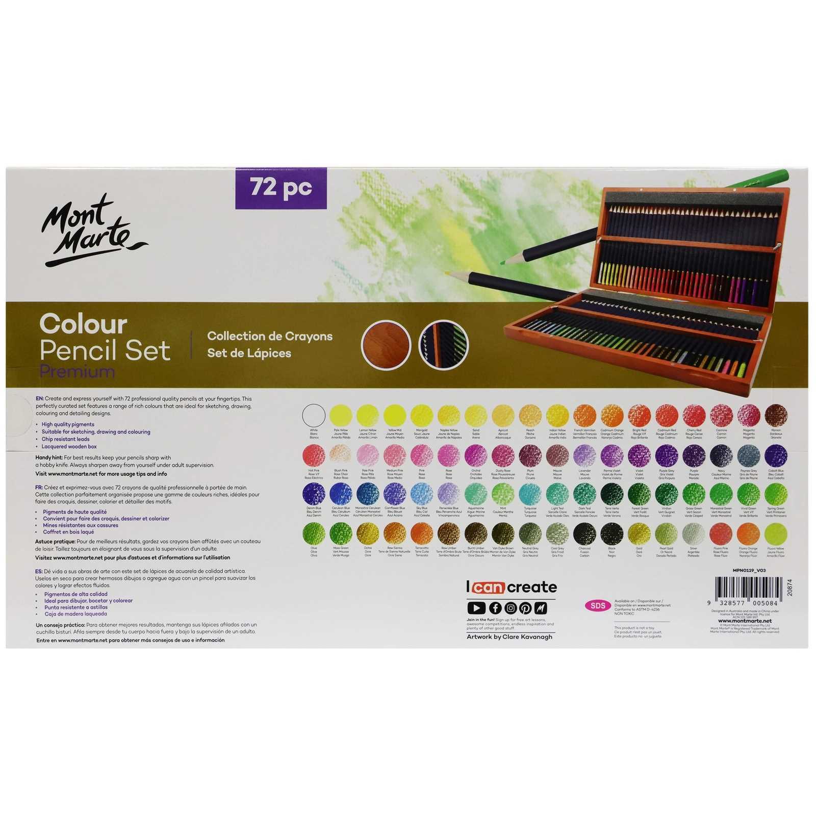 Mont Marte Premium Colour Pencils Box Set 72 Piece