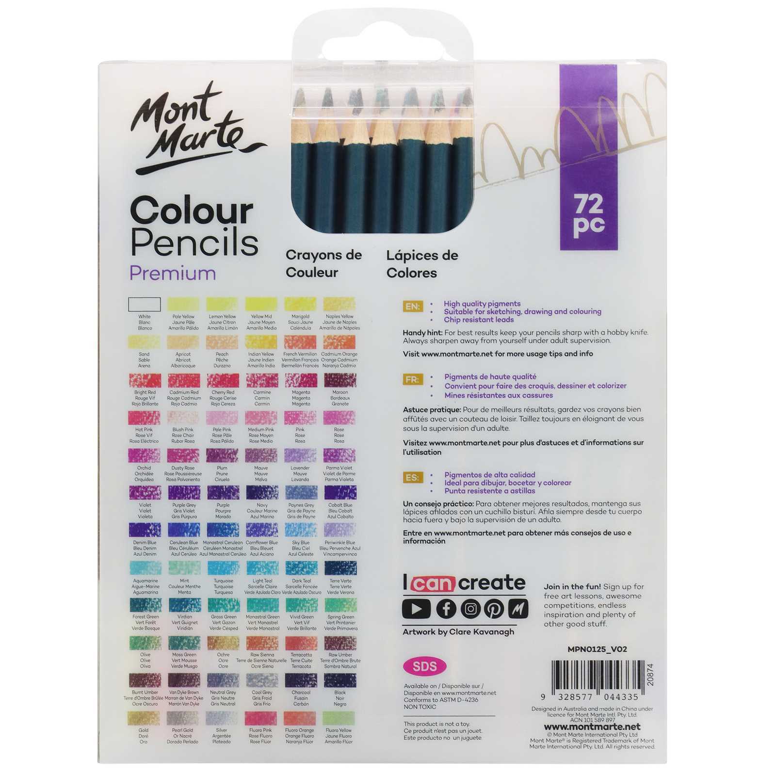 Mont Marte Premium Colour Pencils  72pce Set