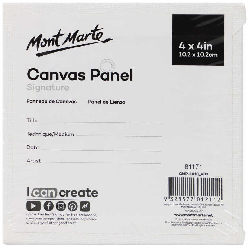 Mont Marte Canvas Panels  10.2X10.2 - 5pk