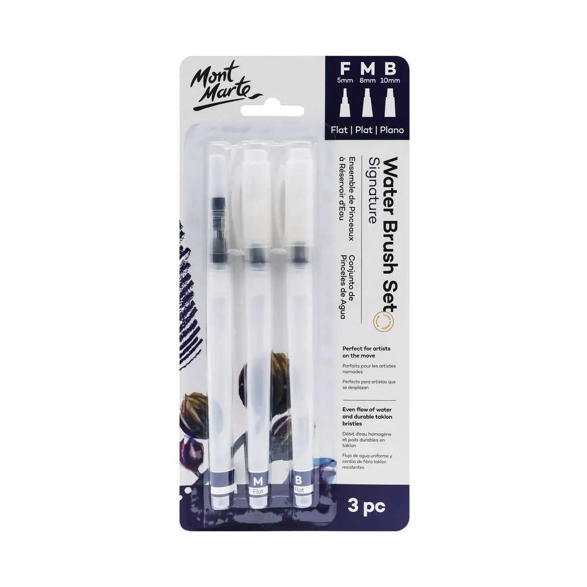 Mont Marte Signature Flat Waterbrush Set 3pce