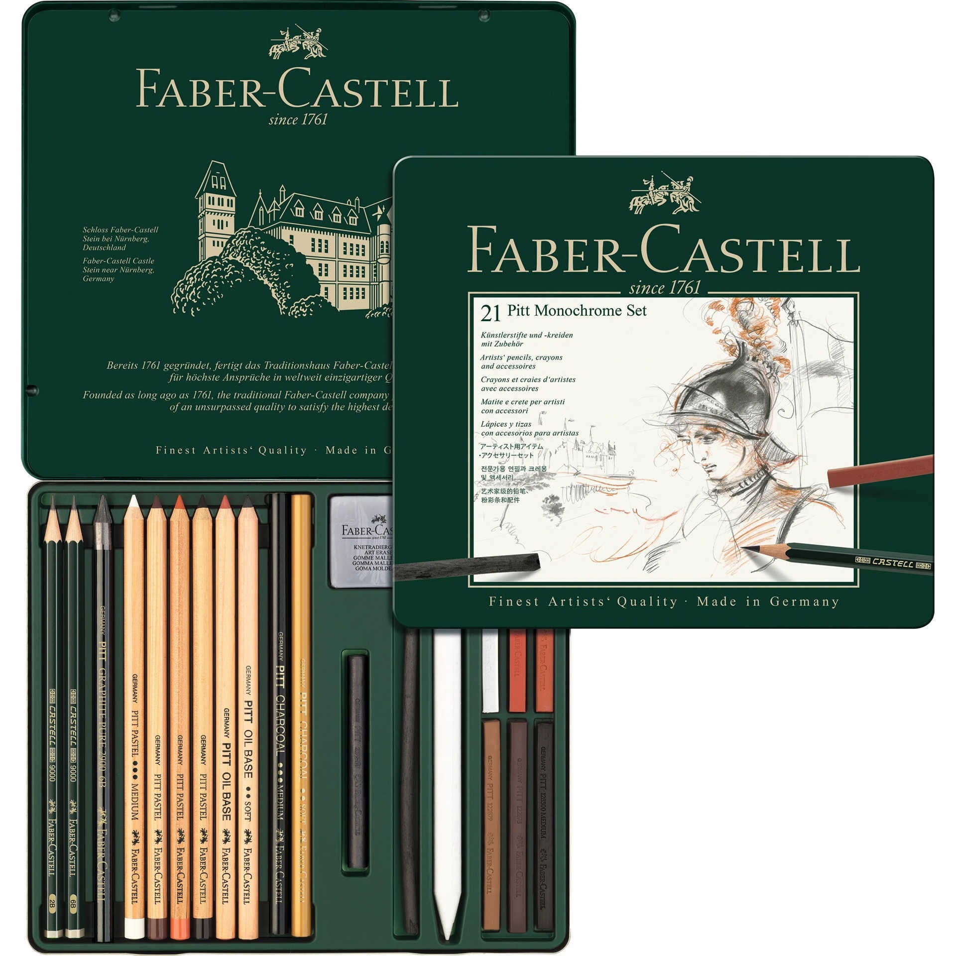 Faber Castell Pitt Monochrome 21 Tin