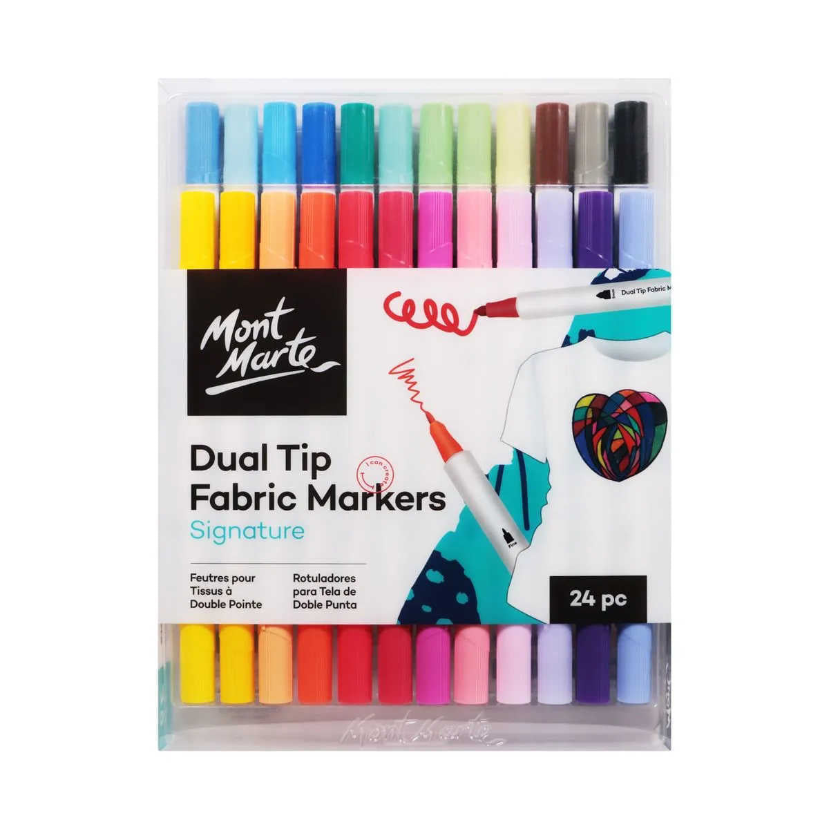 Mont Marte Dual Tip Fabric Markers 24pk