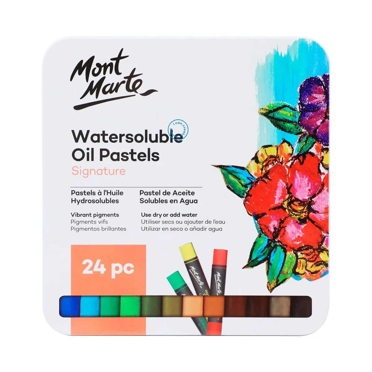 Mont Marte Watersoluble Oil Pastels Tin 24pc