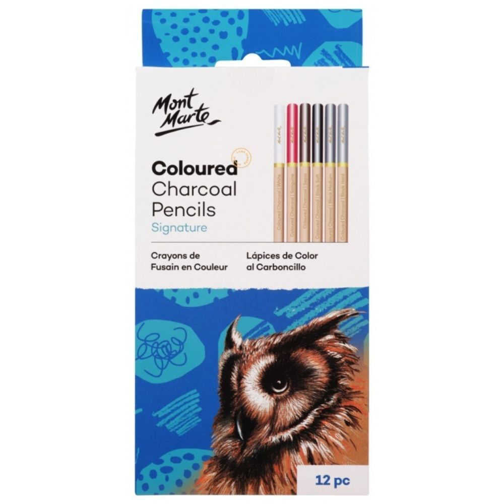 Mont Marte Coloured charcoal pencils 12pk