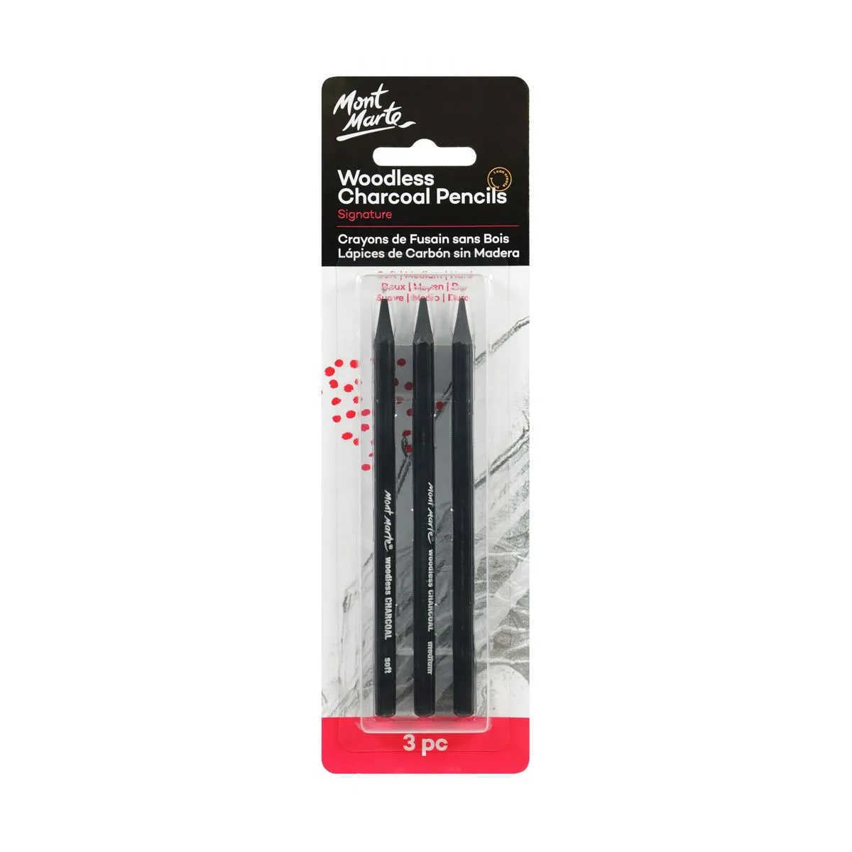 Mont Marte Woodless Charcoal Pencils 3pk