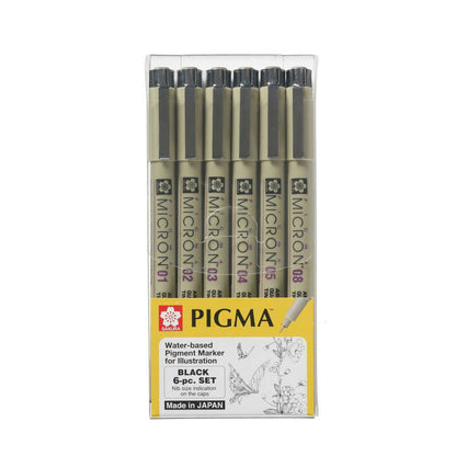 Sakura Pigma Micron Black Pen Set 6pk