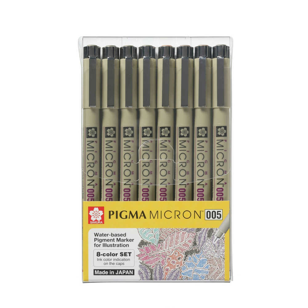 Sakura Pigma Micron 005 Pen Coloured 8pk