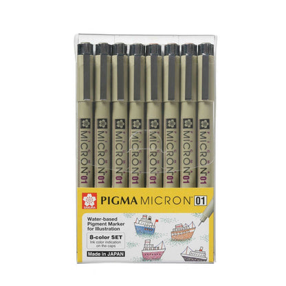 Sakura Pigma Micron 01 Pen Coloured 8pk