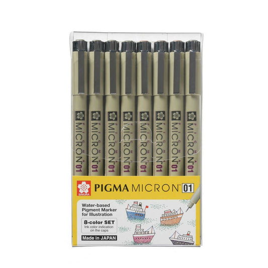 Sakura Pigma Micron 01 Pen Coloured 8pk