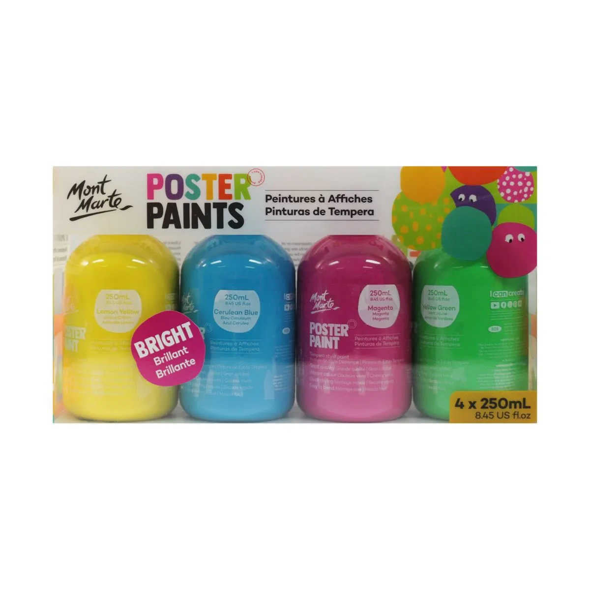 Mont Marte Poster Paint Set 4pk - Bright