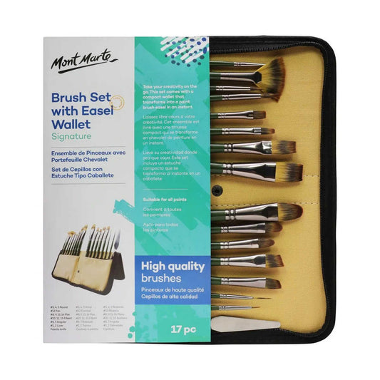 Mont Marte Signature Brush Set with Easel Wallet 17pc