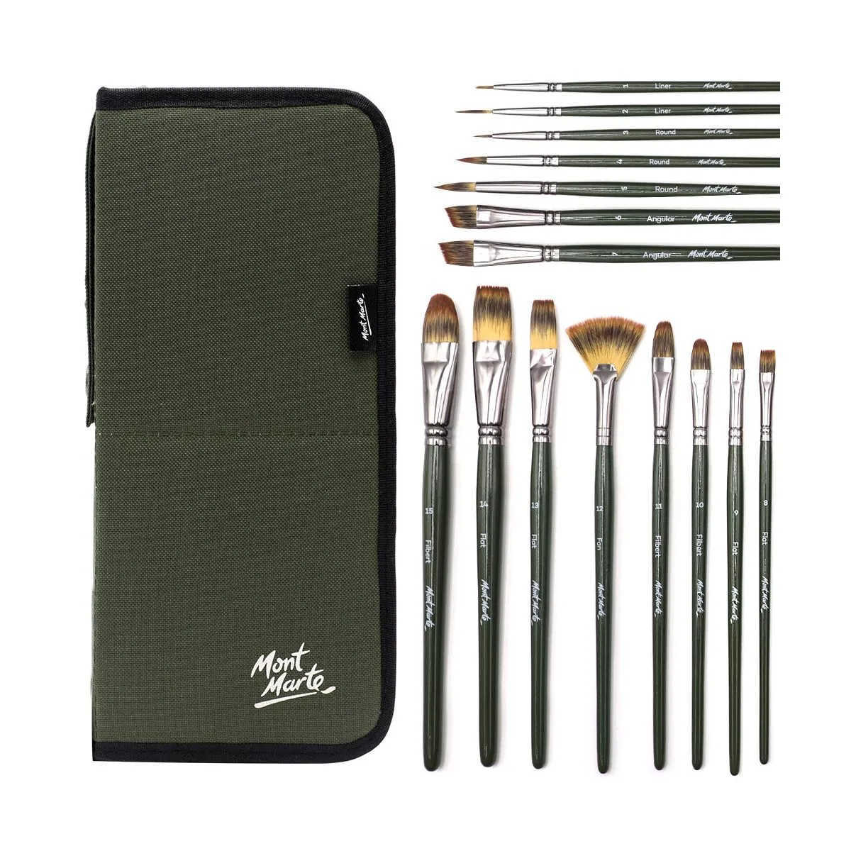 Mont Marte Signature Brush Set with Easel Wallet 17pc