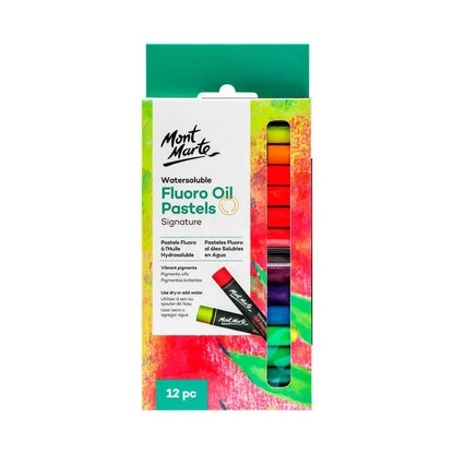 Mont Marte Watersoluble Fluoro Oil Pastels 12pk