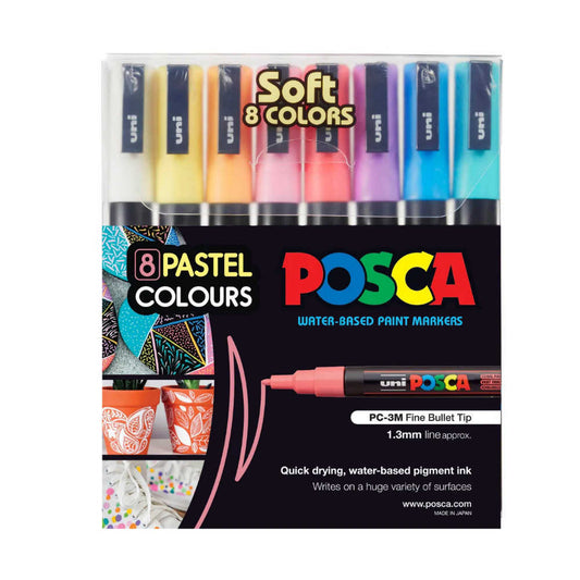 Uni POSCA Marker Pen PC-3M Fine Set of 8 Pastels