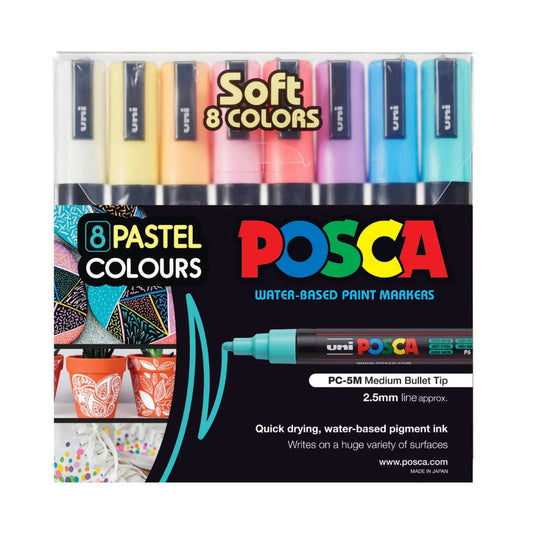 Uni POSCA Marker Pen PC-5M Pastel Set of 8