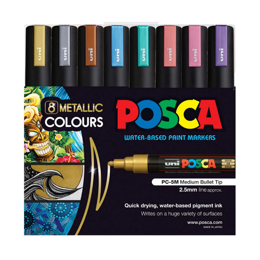 Uni POSCA Marker Pen PC-5M Metallic Set 8pk