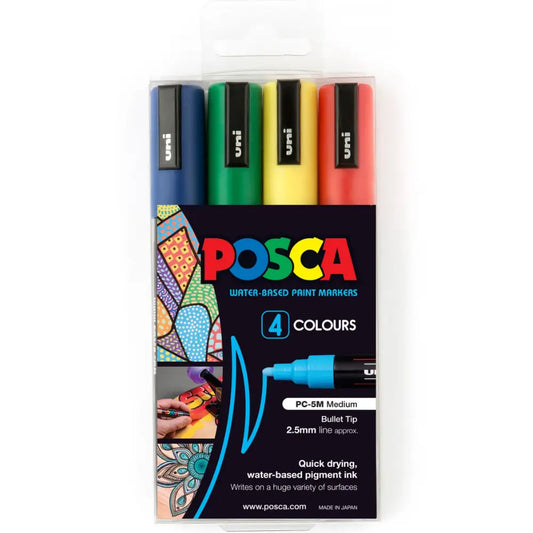 Uni POSCA Marker Pen PC-5M 4pk Assorted