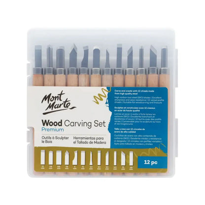 Mont Marte Premium Wood & Lino Carving Set 12pc