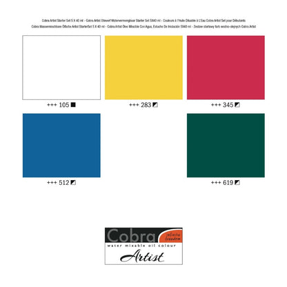 Cobra Water Mixable Oil Colour Set 5x40ml