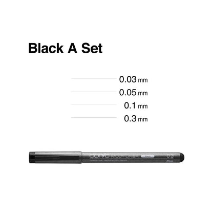 Copic Multiliner Pen Set Black A