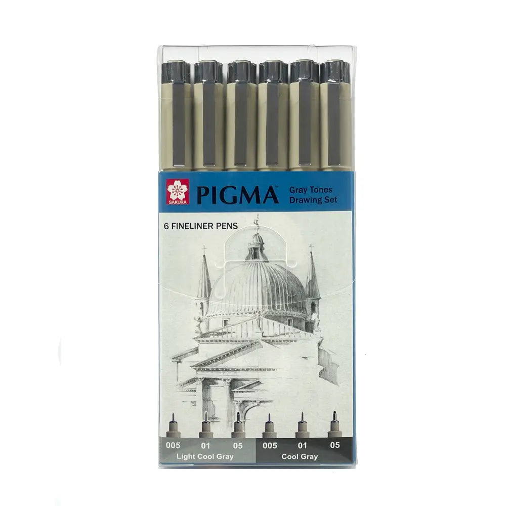 Sakura Pigma Micron Grey Drawing Set 6pk