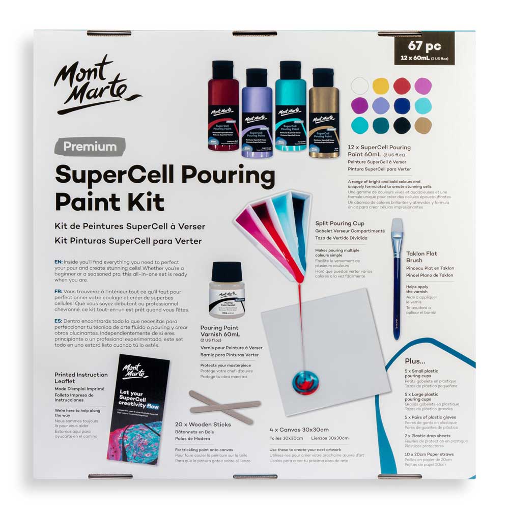 Mont Marte SuperCell Pouring Paint Kit 67pc