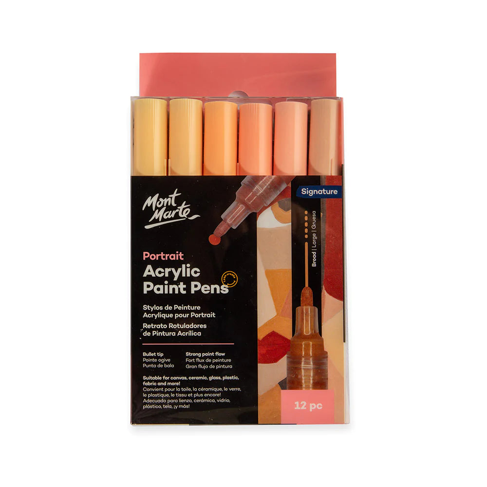 Mont Marte Portrait Acrylic Paint Pens Broad 12pc