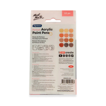 Mont Marte Portrait Acrylic Paint Pens Broad 12pc