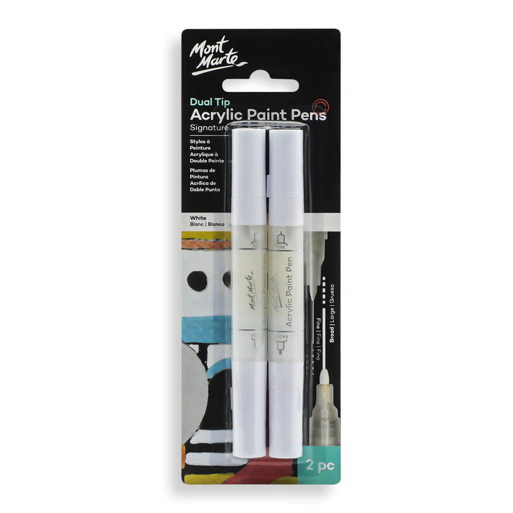 Mont Marte Acrylic Paint Pens White 2pk 