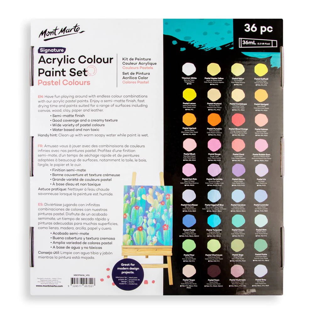 Mont Marte Acrylic Colour Pastel Paint Set 36pk