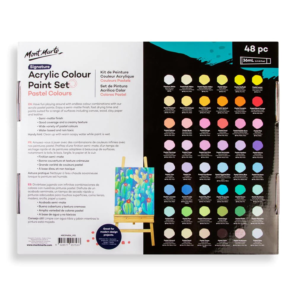 Mont Marte Acrylic Colour Pastel Paint Set 48pk