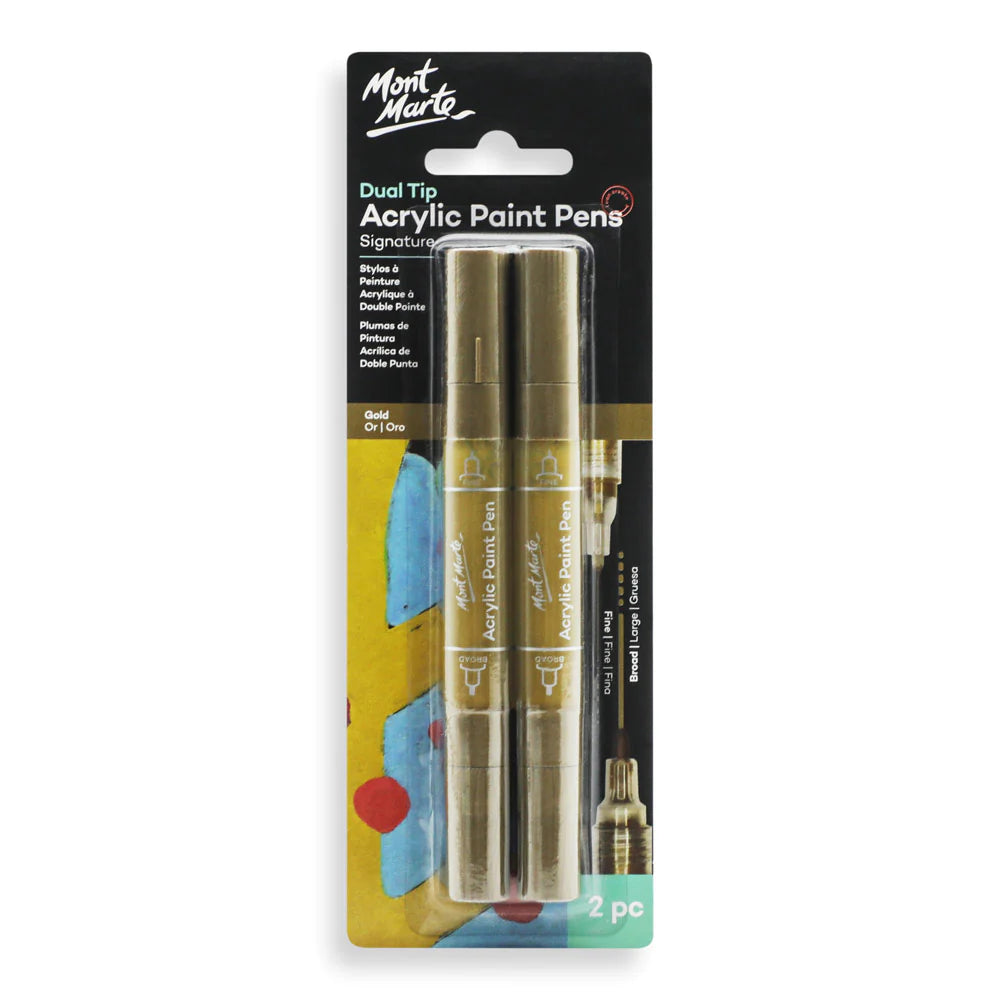 Mont Marte Acrylic Paint Pens Gold 2pk 