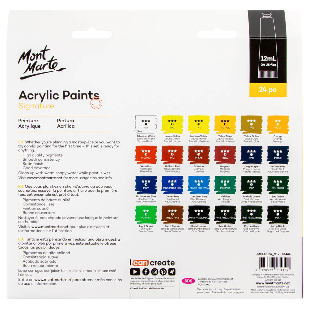 Mont Marte Acrylic Paint Set 24 Piece