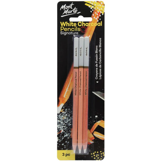 Mont Marte White Charcoal Pencils 3pk