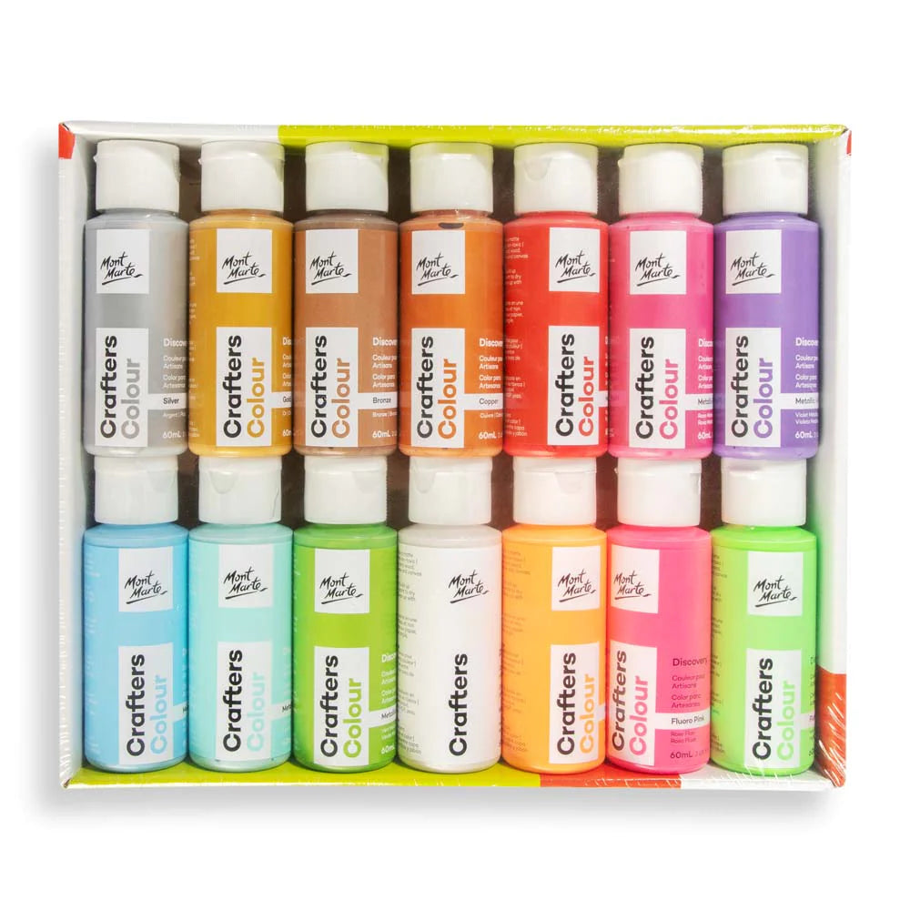 Mont Marte Crafters Paint Set  Fluro 14pk