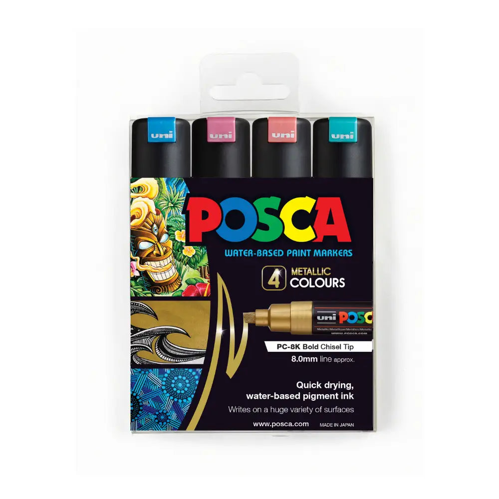 Uni Posca Paint Pen PC-8K 4pk Metallic Set