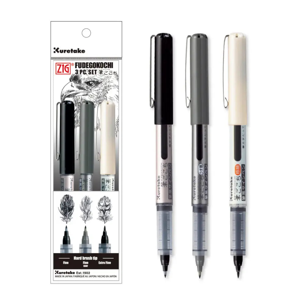 Kuretake Fudegokochi brush pen 3pk