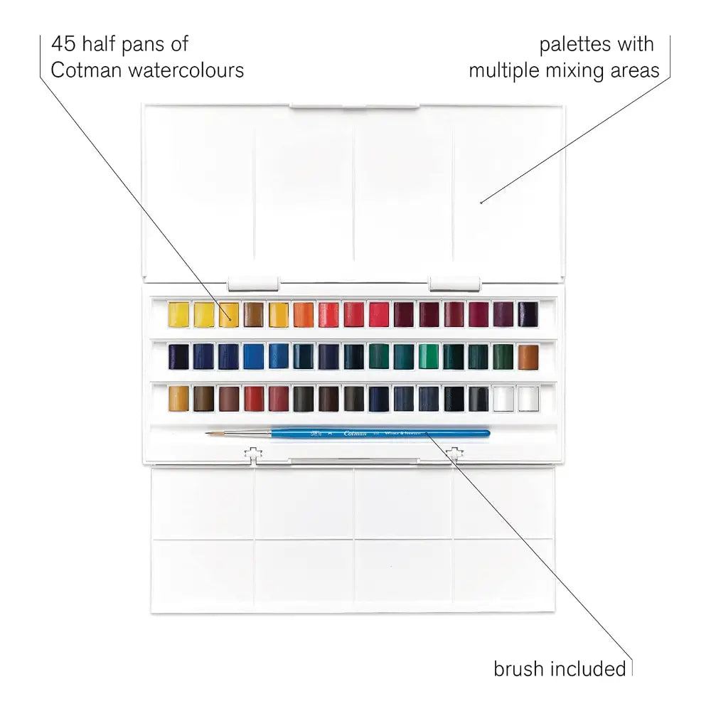 Winsor & Newton Cotman Half Pan Studio Set 45 Piece