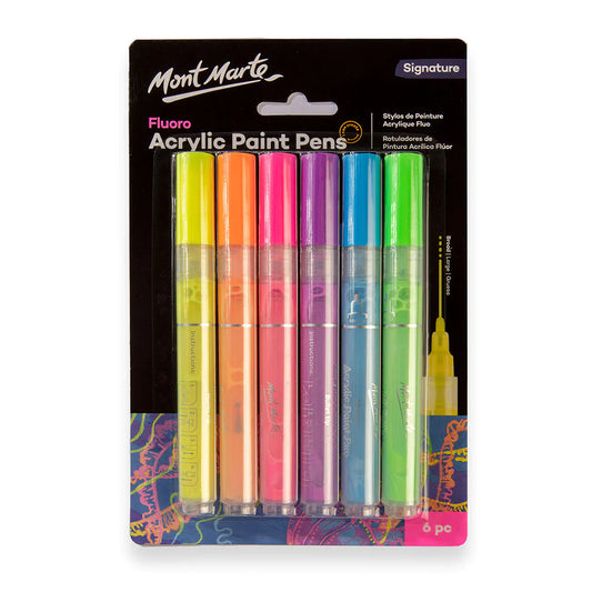 Mont Marte Fluoro Acrylic Paint Pens 6pk