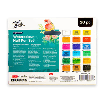 Mont Marte Premium Watercolour Half Pan Set 20pk