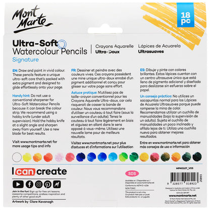 Mont Marte Ultra Soft Watercolour Pencils 18pk