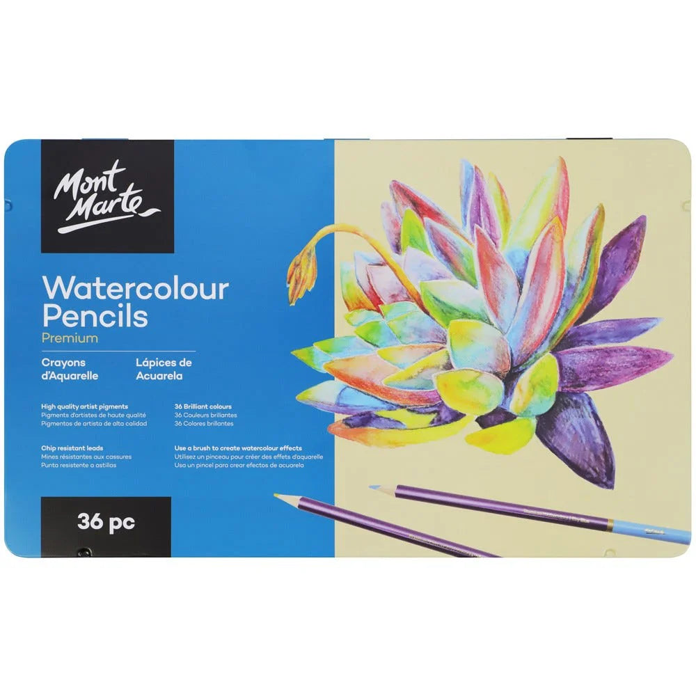 Mont Marte Premium Watercolour Pencils in Tin 36pc