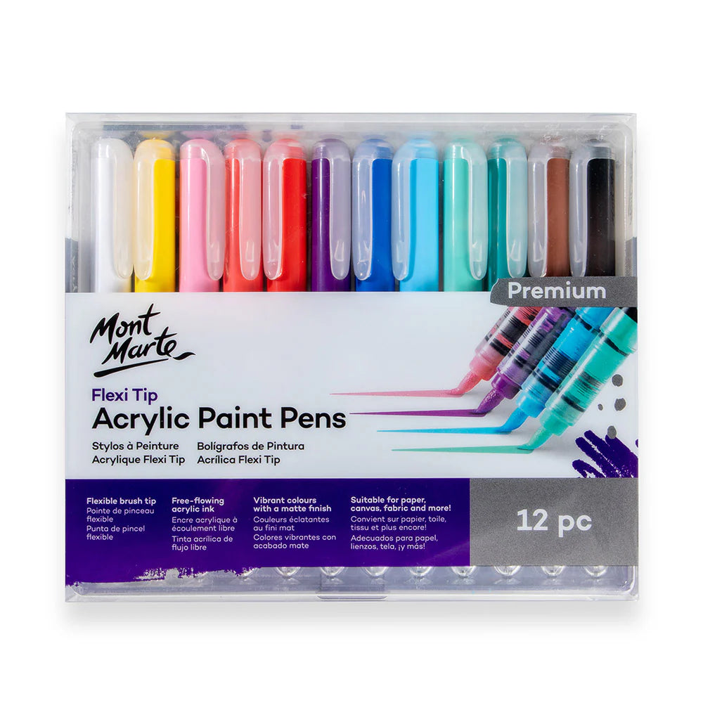 Mont Marte Flexi Tip Acrylic Paint Pens 12pk