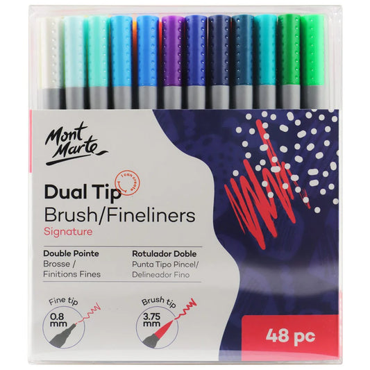 Mont Marte Signature Dual Tip Brush Fineliner 48pc