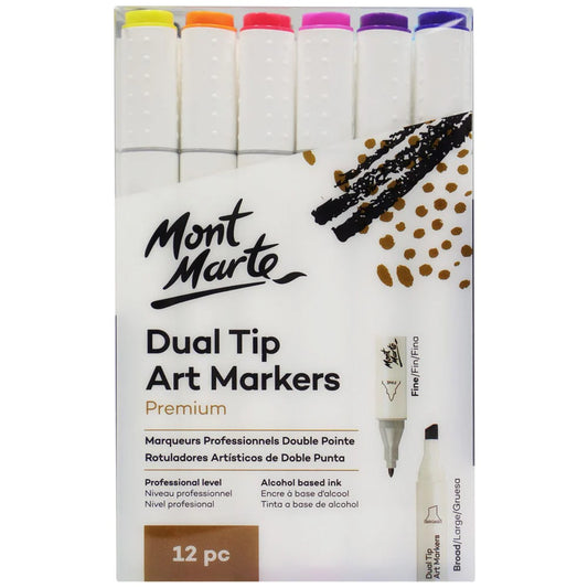 Mont Marte Dual Tip Alcohol Markers 12pk